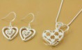 pendientes y colgante corazon plata ley 925mm
